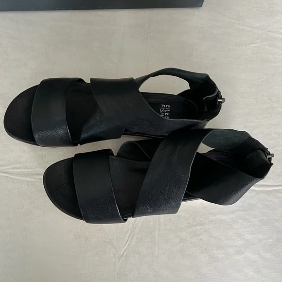 Eileen Fisher Black Sport Footbed Sneaker Sandal Size 7 with Box - Picture 4 of 12